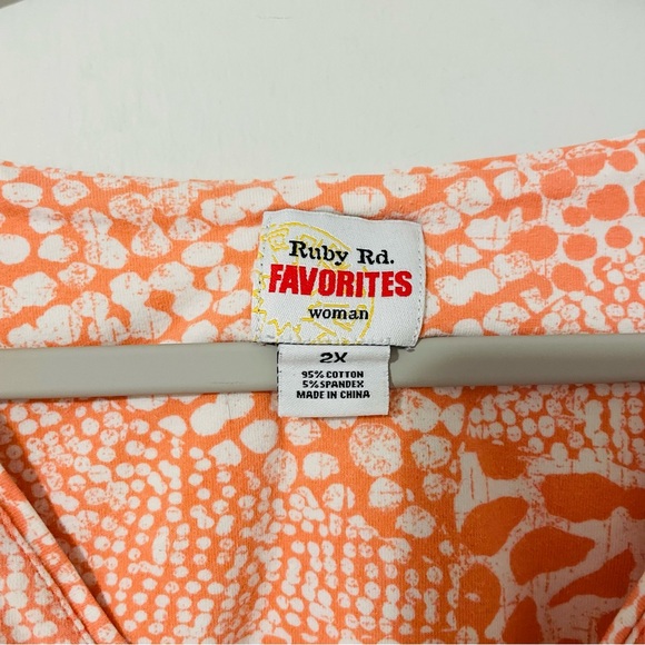 Ruby Rd. Orange and White Patterned Blouse - Picture 5 of 6